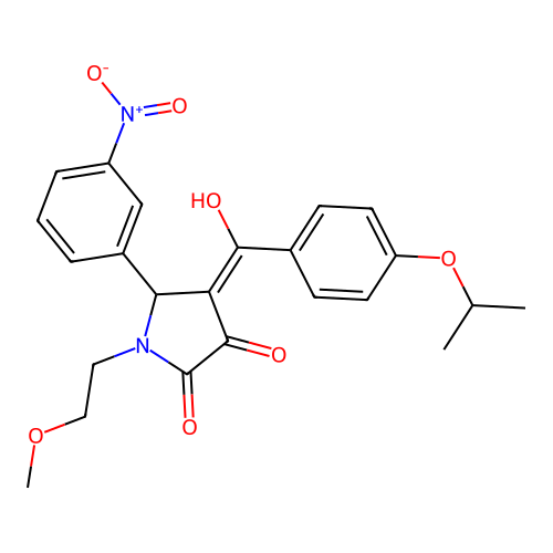 (4E)-4-[hydroxy-(4-propan-2-yloxyphenyl)methylidene]-1-(2-methoxyethyl)-5-(3-nitrophenyl)pyrrolidine-2,3-dione structure