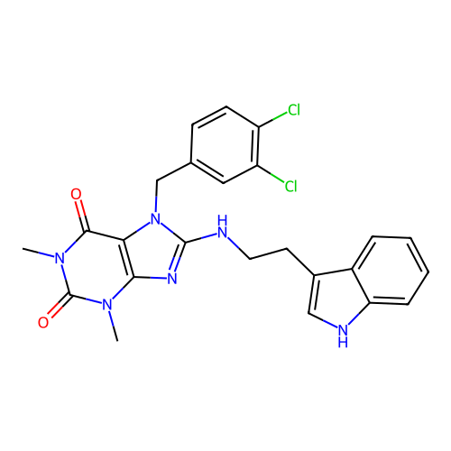 7-(3,4-dichlorobenzyl)-8-{[2-(1H-indol-3-yl)ethyl]amino}-1,3-dimethyl-3,7-dihydro-1H-purine-2,6-dione structure