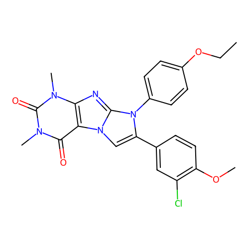 7-(3-chloro-4-methoxyphenyl)-8-(4-ethoxyphenyl)-1,3-dimethyl-1H-imidazo[2,1-f]purine-2,4(3H,8H)-dione structure