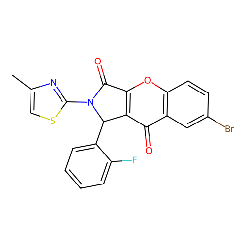 7-bromo-1-(2-fluorophenyl)-2-(4-methyl-1,3-thiazol-2-yl)-1,2-dihydrochromeno[2,3-c]pyrrole-3,9-dione structure