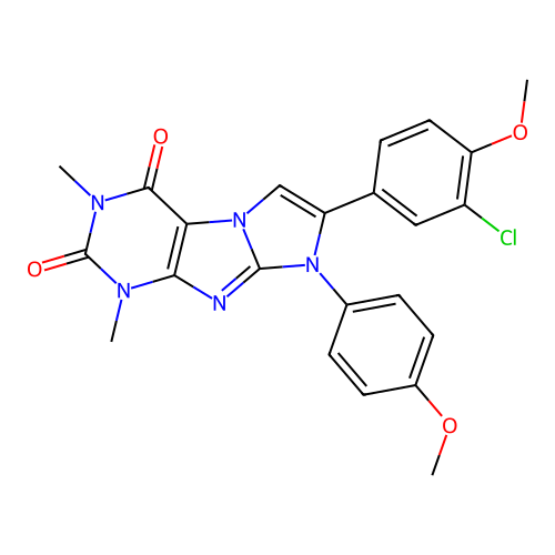 7-(3-chloro-4-methoxyphenyl)-8-(4-methoxyphenyl)-1,3-dimethyl-1H-imidazo[2,1-f]purine-2,4(3H,8H)-dione structure
