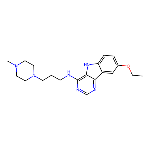 8-ethoxy-N-[3-(4-methylpiperazin-1-yl)propyl]-5H-pyrimido[5,4-b]indol-4-amine structure