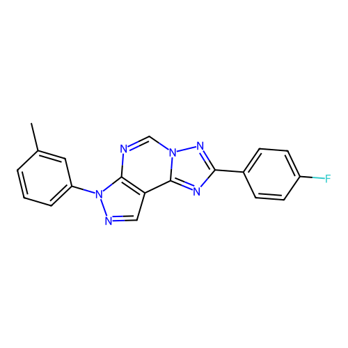2-(4-fluorophenyl)-7-(m-tolyl)-7H-pyrazolo[4,3-e][1,2,4]triazolo[1,5-c]pyrimidine structure