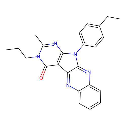11-(4-ethylphenyl)-2-methyl-3-propyl-3,11-dihydro-4H-pyrimido[5',4':4,5]pyrrolo[2,3-b]quinoxalin-4-one structure