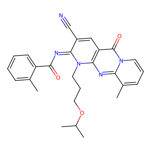 (Z)-N-(3-cyano-1-(3-isopropoxypropyl)-10-methyl-5-oxo-1H-dipyrido[1,2-a:2',3'-d]pyrimidin-2(5H)-ylidene)-2-methylbenzamide structure