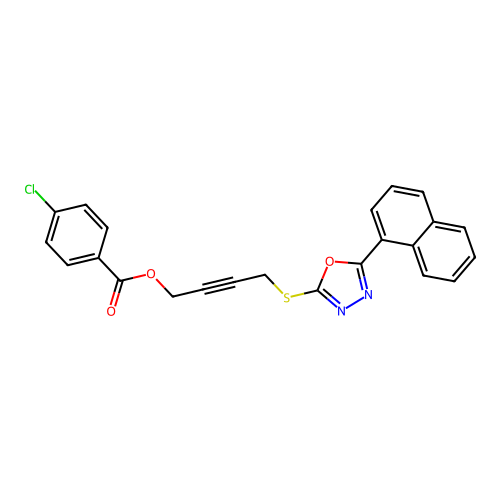 4-[(5-naphthalen-1-yl-1,3,4-oxadiazol-2-yl)sulfanyl]but-2-ynyl 4-chlorobenzoate structure
