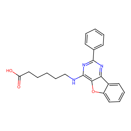 6-[(2-Phenyl[1]benzofuro[3,2-d]pyrimidin-4-yl)amino]hexanoic acid structure