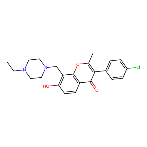 3-(4-chlorophenyl)-8-[(4-ethylpiperazin-1-yl)methyl]-7-hydroxy-2-methyl-4H-chromen-4-one structure