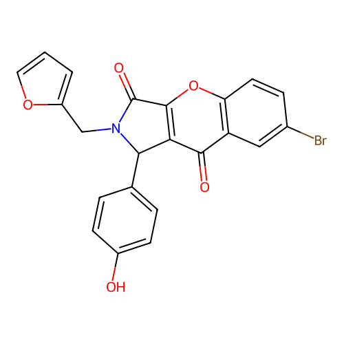7-bromo-2-(furan-2-ylmethyl)-1-(4-hydroxyphenyl)-1,2-dihydrochromeno[2,3-c]pyrrole-3,9-dione structure