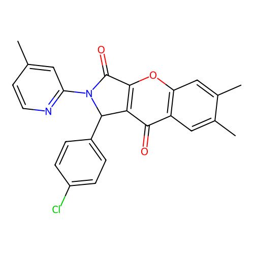 1-(4-chlorophenyl)-6,7-dimethyl-2-(4-methylpyridin-2-yl)-1,2-dihydrochromeno[2,3-c]pyrrole-3,9-dione structure
