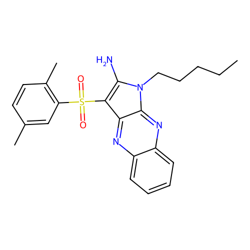 3-((2,5-dimethylphenyl)sulfonyl)-1-pentyl-1H-pyrrolo[2,3-b]quinoxalin-2-amine structure