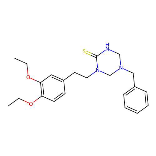 5-Benzyl-1-[2-(3,4-diethoxyphenyl)ethyl]-1,3,5-triazinane-2-thione structure