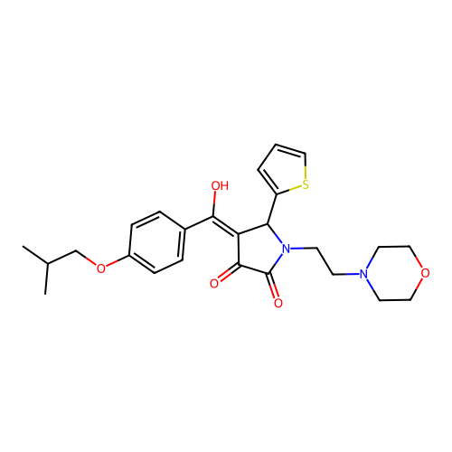 3-hydroxy-4-[4-(2-methylpropoxy)benzoyl]-1-[2-(morpholin-4-yl)ethyl]-5-(thiophen-2-yl)-2,5-dihydro-1H-pyrrol-2-one structure