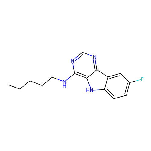8-fluoro-N-pentyl-5H-pyrimido[5,4-b]indol-4-amine structure