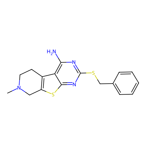 2-(benzylsulfanyl)-7-methyl-5,6,7,8-tetrahydropyrido[4',3':4,5]thieno[2,3-d]pyrimidin-4-amine structure