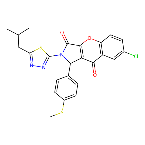 7-chloro-2-(5-isobutyl-1,3,4-thiadiazol-2-yl)-1-(4-(methylthio)phenyl)-1,2-dihydrochromeno[2,3-c]pyrrole-3,9-dione structure