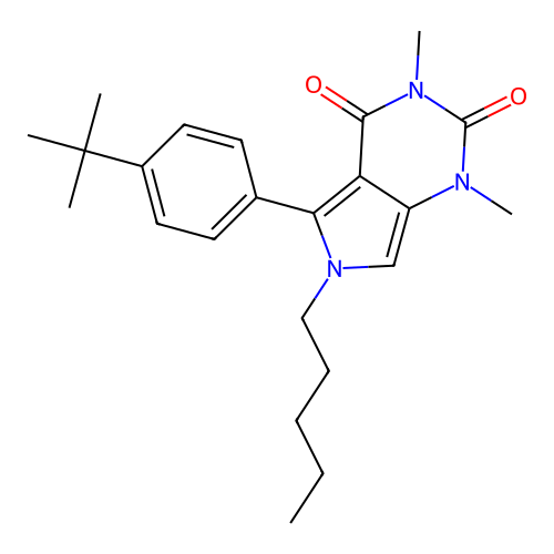 5-(4-tert-butylphenyl)-1,3-dimethyl-6-pentylpyrrolo[3,4-d]pyrimidine-2,4-dione structure