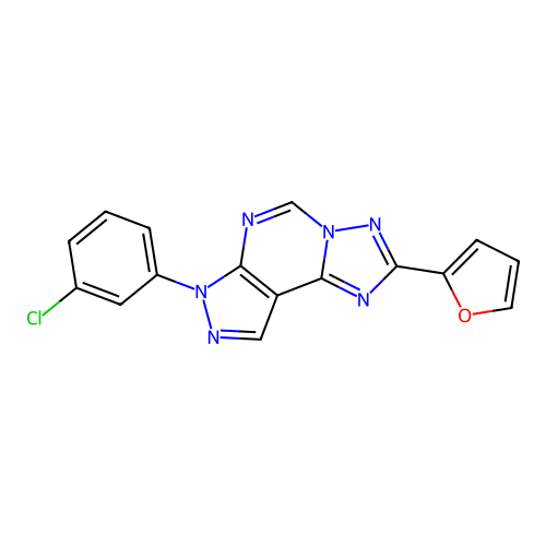 7-(3-chlorophenyl)-2-(furan-2-yl)-7H-pyrazolo[4,3-e][1,2,4]triazolo[1,5-c]pyrimidine structure