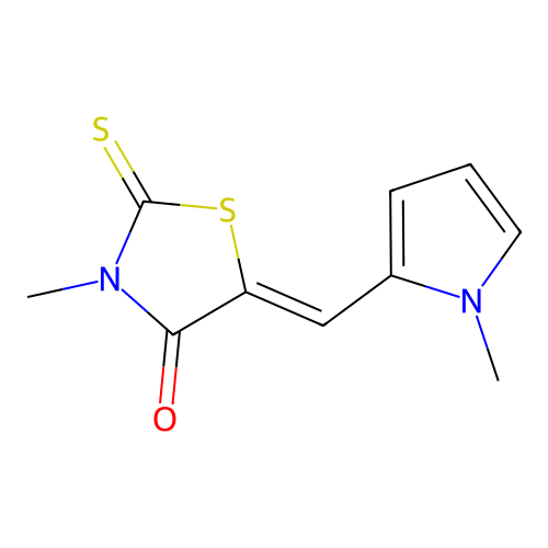 (Z)-3-methyl-5-((1-methyl-1H-pyrrol-2-yl)methylene)-2-thioxothiazolidin-4-one structure