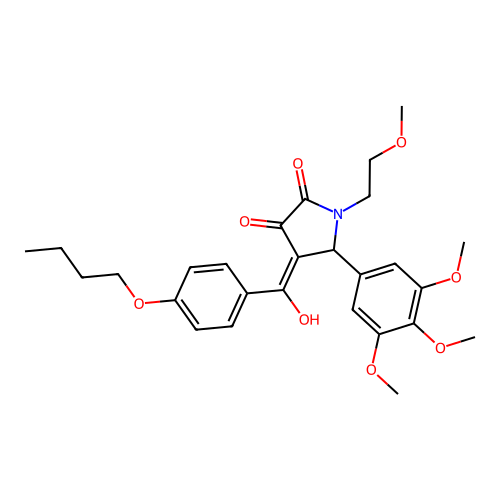 (4E)-4-[(4-butoxyphenyl)(hydroxy)methylidene]-1-(2-methoxyethyl)-5-(3,4,5-trimethoxyphenyl)pyrrolidine-2,3-dione structure