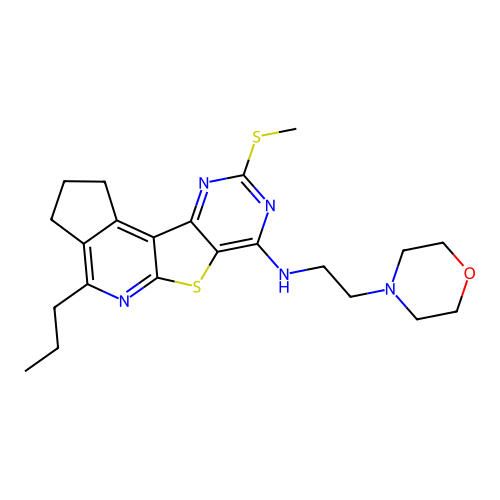 9-(methylsulfanyl)-N-[2-(morpholin-4-yl)ethyl]-4-propyl-2,3-dihydro-1H-cyclopenta[4',5']pyrido[3',2':4,5]thieno[3,2-d]pyrimidin-7-amine structure