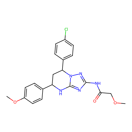 N-[7-(4-chlorophenyl)-5-(4-methoxyphenyl)-1,5,6,7-tetrahydro-[1,2,4]triazolo[1,5-a]pyrimidin-2-yl]-2-methoxyacetamide structure