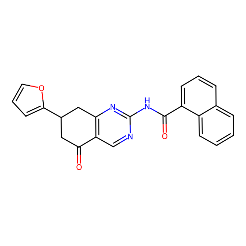 N-[7-(furan-2-yl)-5-oxo-5,6,7,8-tetrahydroquinazolin-2-yl]naphthalene-1-carboxamide structure