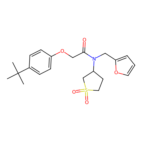 2-(4-tert-butylphenoxy)-N-(1,1-dioxidotetrahydrothiophen-3-yl)-N-(furan-2-ylmethyl)acetamide structure