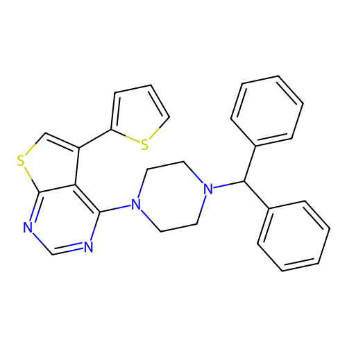 4-(4-Benzhydrylpiperazin-1-yl)-5-(thiophen-2-yl)thieno[2,3-d]pyrimidine structure