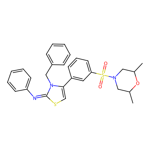 N-[(2Z)-3-benzyl-4-{3-[(2,6-dimethylmorpholin-4-yl)sulfonyl]phenyl}-1,3-thiazol-2(3H)-ylidene]aniline structure