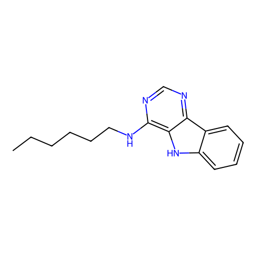 N-hexyl-5H-pyrimido[5,4-b]indol-4-amine structure