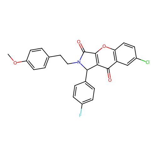 7-chloro-1-(4-fluorophenyl)-2-[2-(4-methoxyphenyl)ethyl]-1,2-dihydrochromeno[2,3-c]pyrrole-3,9-dione structure
