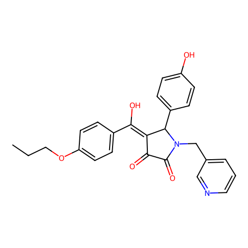 3-hydroxy-5-(4-hydroxyphenyl)-4-(4-propoxybenzoyl)-1-[(pyridin-3-yl)methyl]-2,5-dihydro-1H-pyrrol-2-one structure