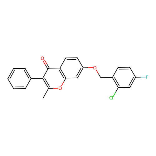 7-[(2-Chloro-4-fluorophenyl)methoxy]-2-methyl-3-phenylchromen-4-one structure