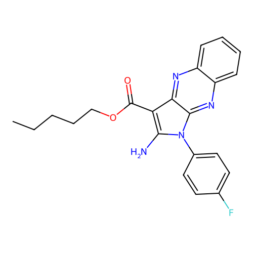 pentyl 2-amino-1-(4-fluorophenyl)-1H-pyrrolo[2,3-b]quinoxaline-3-carboxylate structure