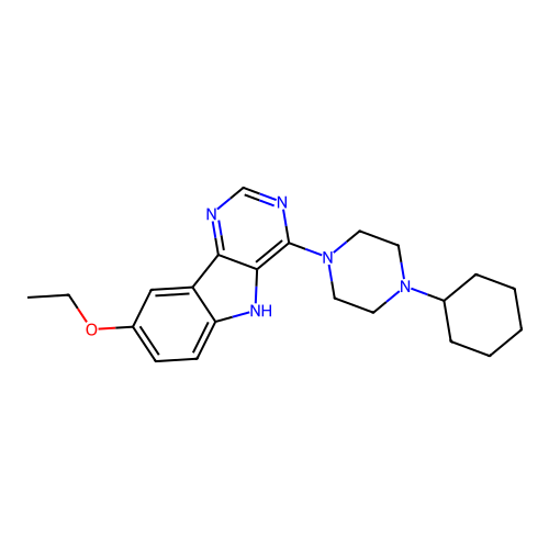 4-(4-cyclohexylpiperazin-1-yl)-8-ethoxy-5H-pyrimido[5,4-b]indole structure