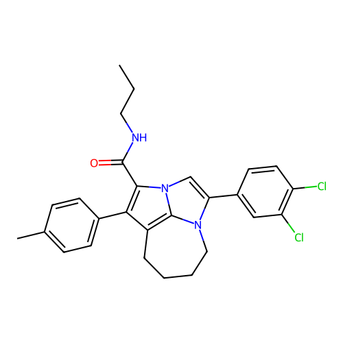 4-(3,4-dichlorophenyl)-1-(4-methylphenyl)-N-propyl-5,6,7,8-tetrahydro-2a,4a-diazacyclopenta[cd]azulene-2-carboxamide structure