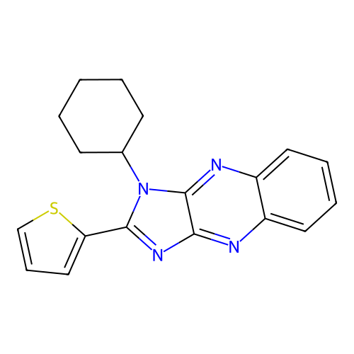 1-cyclohexyl-2-(thiophen-2-yl)-1H-imidazo[4,5-b]quinoxaline structure