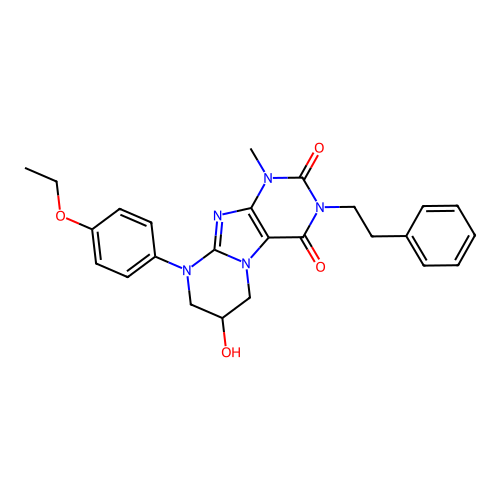 9-(4-ethoxyphenyl)-7-hydroxy-1-methyl-3-(2-phenylethyl)-1H,2H,3H,4H,6H,7H,8H,9H-pyrimido[1,2-g]purine-2,4-dione structure