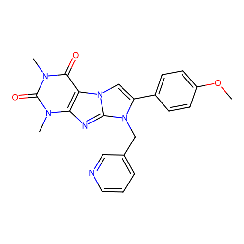 7-(4-methoxyphenyl)-1,3-dimethyl-8-(pyridin-3-ylmethyl)-1H-imidazo[2,1-f]purine-2,4(3H,8H)-dione structure