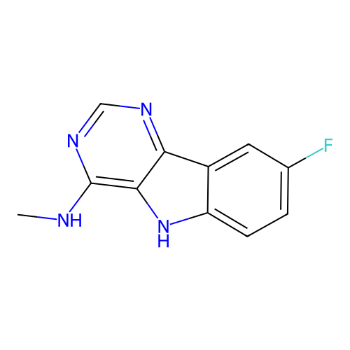 8-fluoro-N-methyl-5H-pyrimido[5,4-b]indol-4-amine structure