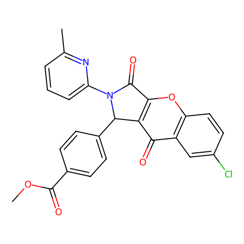 methyl 4-(7-chloro-2-(6-methylpyridin-2-yl)-3,9-dioxo-1,2,3,9-tetrahydrochromeno[2,3-c]pyrrol-1-yl)benzoate structure