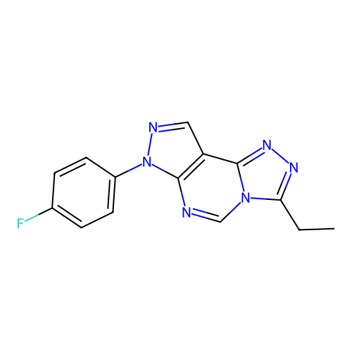 3-ethyl-7-(4-fluorophenyl)-7H-pyrazolo[4,3-e][1,2,4]triazolo[4,3-c]pyrimidine structure