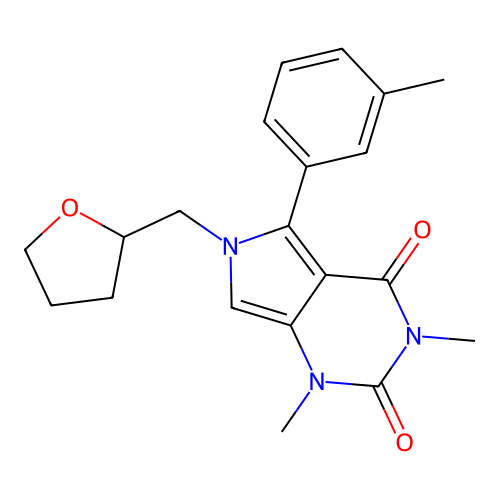 1,3-dimethyl-5-(3-methylphenyl)-6-(oxolan-2-ylmethyl)pyrrolo[3,4-d]pyrimidine-2,4-dione structure