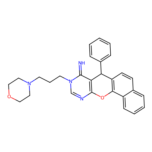 9-(3-morpholinopropyl)-7-phenyl-7H-benzo[7,8]chromeno[2,3-d]pyrimidin-8(9H)-imine structure