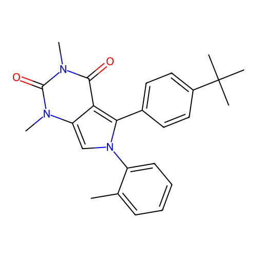 5-(4-tert-butylphenyl)-1,3-dimethyl-6-(2-methylphenyl)pyrrolo[3,4-d]pyrimidine-2,4-dione structure