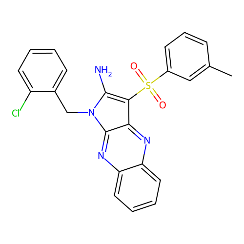 1-(2-chlorobenzyl)-3-(m-tolylsulfonyl)-1H-pyrrolo[2,3-b]quinoxalin-2-amine structure