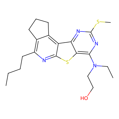 2-((4-butyl-9-(methylthio)-2,3-dihydro-1H-cyclopenta[4',5']pyrido[3',2':4,5]thieno[3,2-d]pyrimidin-7-yl)(ethyl)amino)ethanol structure