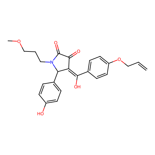 3-hydroxy-5-(4-hydroxyphenyl)-1-(3-methoxypropyl)-4-[4-(prop-2-en-1-yloxy)benzoyl]-2,5-dihydro-1H-pyrrol-2-one structure
