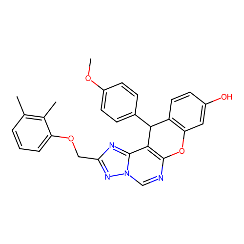 2-[(2,3-dimethylphenoxy)methyl]-12-(4-methoxyphenyl)-12H-chromeno[3,2-e][1,2,4]triazolo[1,5-c]pyrimidin-9-ol structure
